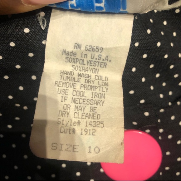 Women’s Vintage Peri Petite black and white polka dots dress.Made in USA - Picture 3 of 6